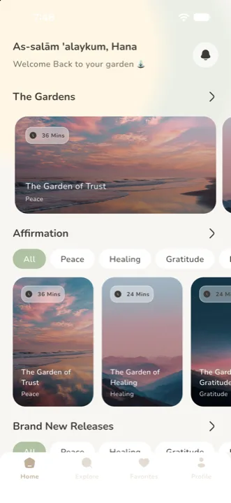 Sukūn Garden home screen